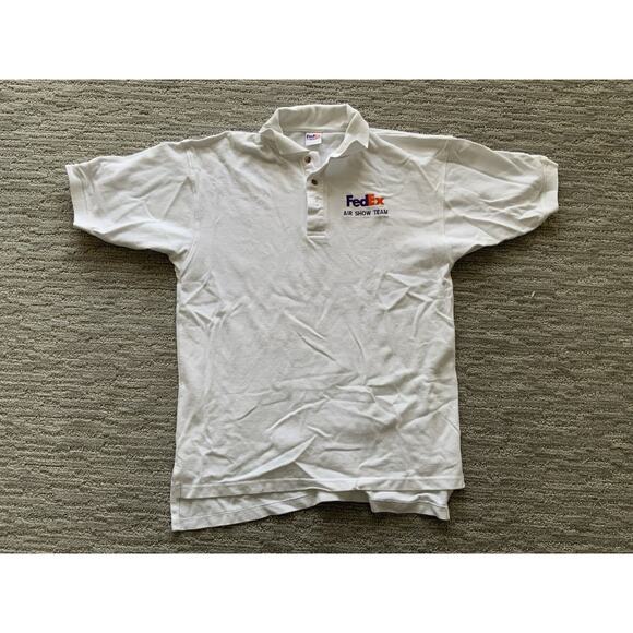 FedEx Express Air Show Team Aviation Embroidered White Polo Men’s L - Picture 1 of 6